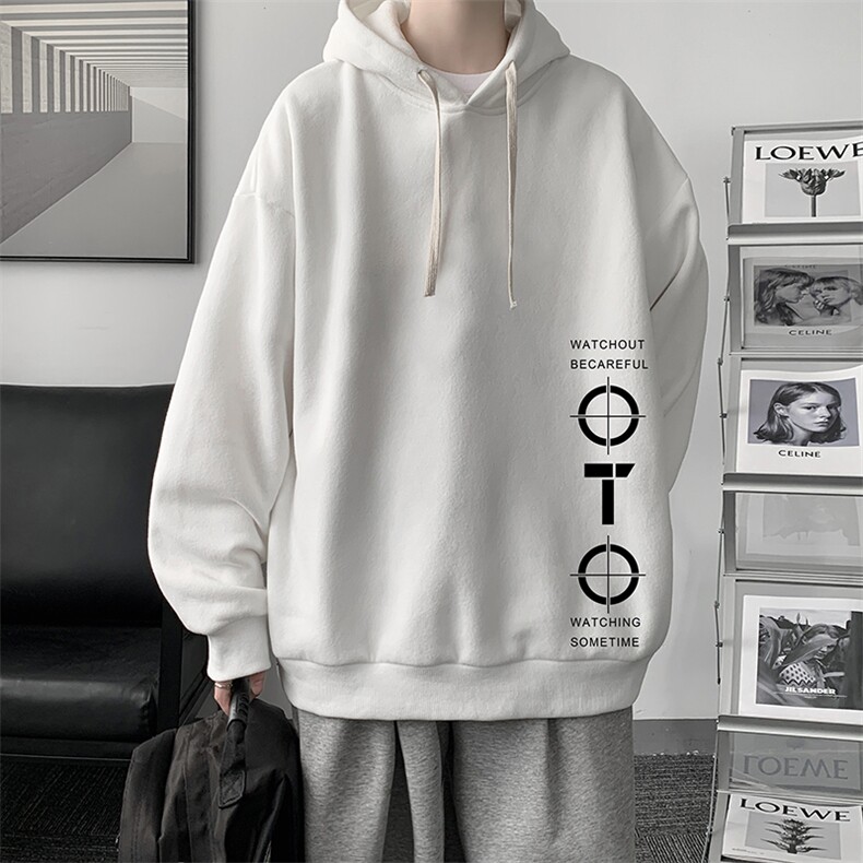 WY2114-P35纯棉连帽卫衣男大码运动帽衫宽松薄外套男,男装卫衣,电商A040