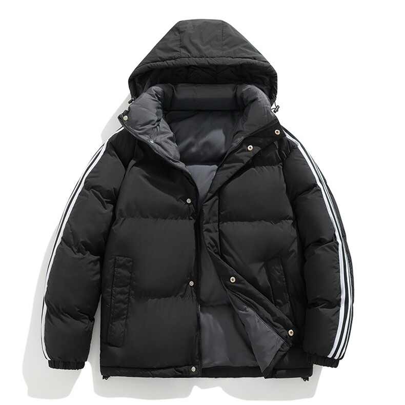 新款棉服冬季三条杠加厚连帽面包服情侣装韩版宽松棉袄MY3972-P90,男装棉衣,电商A128