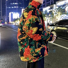 MY205东北大花棉袄男女宽松加厚保暖防寒棉服风汉服面包衣潮，男装棉衣，星座115A(原星座507）