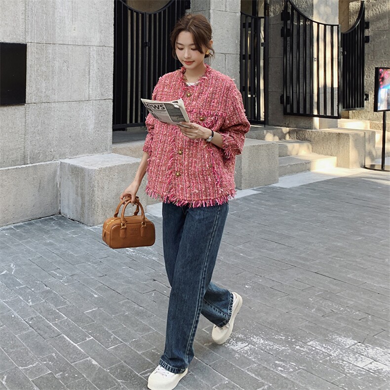 时尚小香风外套女中长款优雅显瘦羊毛短外套,女装短外套,秋水欣儿