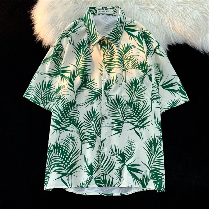 夏威夷花衬衫男潮牌港风痞帅外套夏季薄款情侣装衬衣W3267-P35,男装衬衫,星座512-2