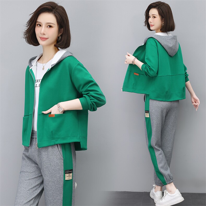 时尚休闲运动套装女春秋季2025新款卫衣卫裤妈妈减龄显瘦两件套潮，女装套装/套裙，依恋蒂丝