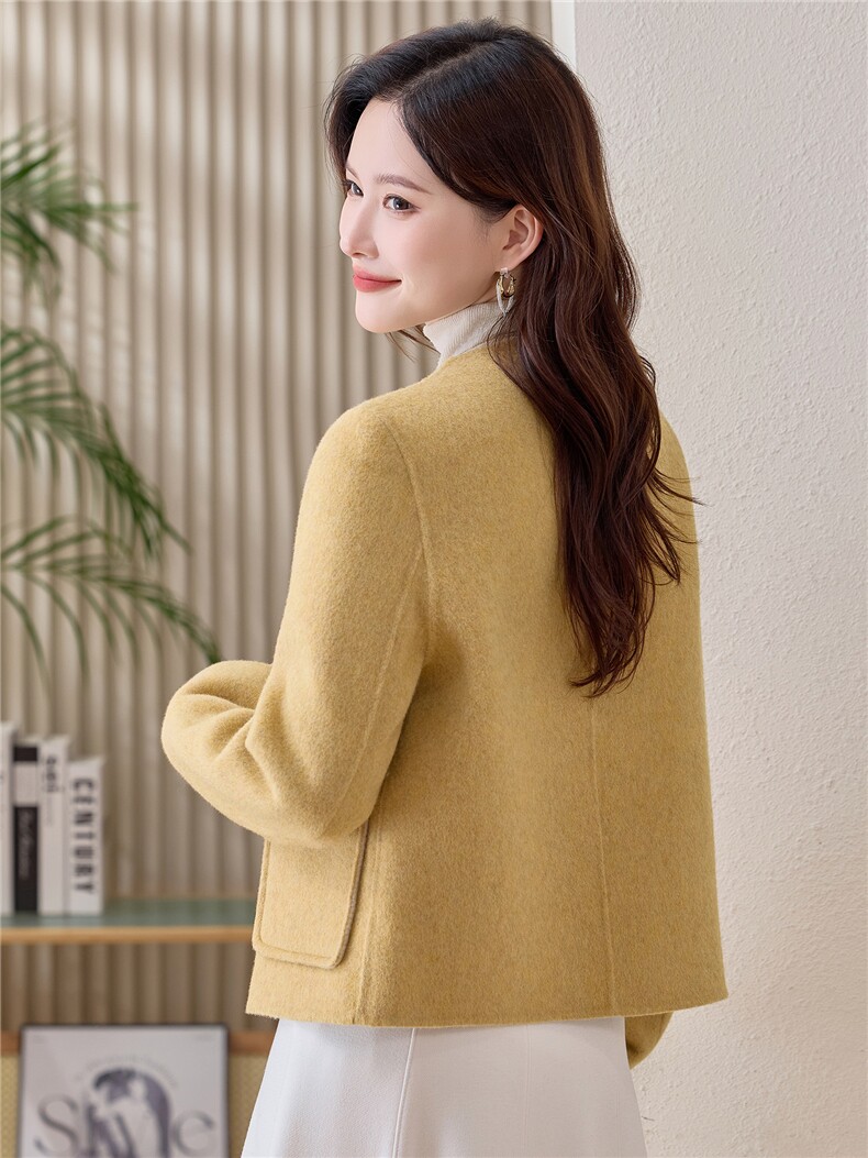 双面羊绒大衣女小个子2025年新款高级感短款秋冬季韩系羊毛呢外套,女装毛呢外套,韩宇舍