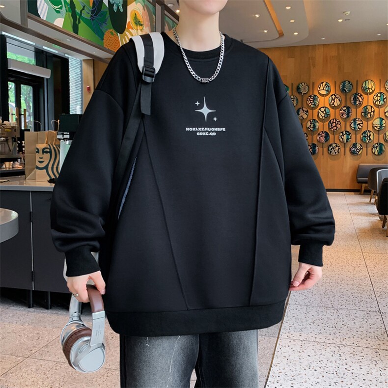 秋款潮流时尚男生长袖t恤印花衣服男港风圆领卫衣A436-212-P48,男装T恤,电商A436