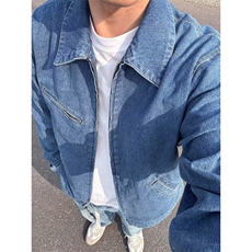 工装牛仔外套男春秋季美式高街复古高级感休闲夹克潮流百搭上衣服，男装工装外套，星座506A