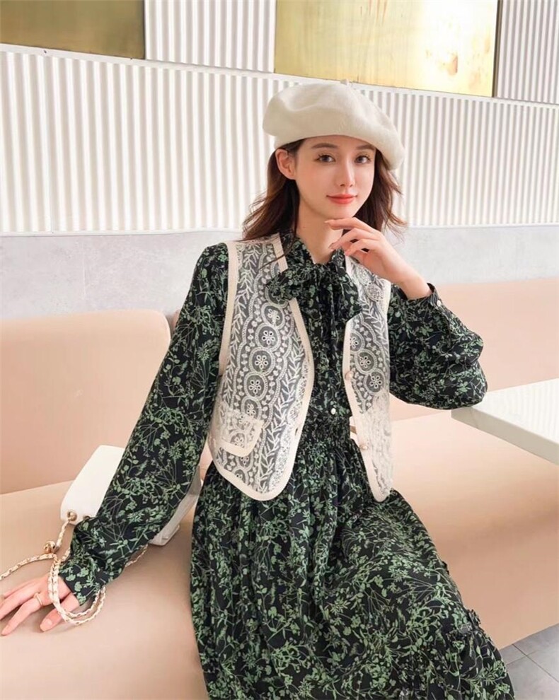 蕾丝马甲配连衣裙，女装马甲，阿爆