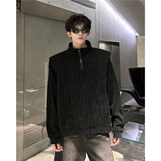 雪尼尔立领卫衣美式复古潮流打底设计重磅翻领外套卫衣常规P42，男装T恤，电商B319