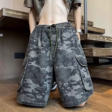 夏季休闲宽松伐木迷彩短裤五分裤KK395p45，男装牛仔裤，星座712
