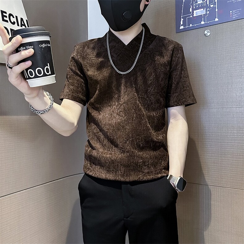春夏季打底衫男潮流修身短袖T恤社会小伙301C-DT76-P58控78,男装T恤,星座301C（原B323）