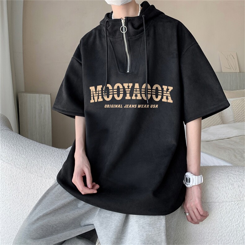 数据款！夏季麂皮绒连帽短袖潮流半袖T恤RTM3025-p50控78,男装T恤,电商B370