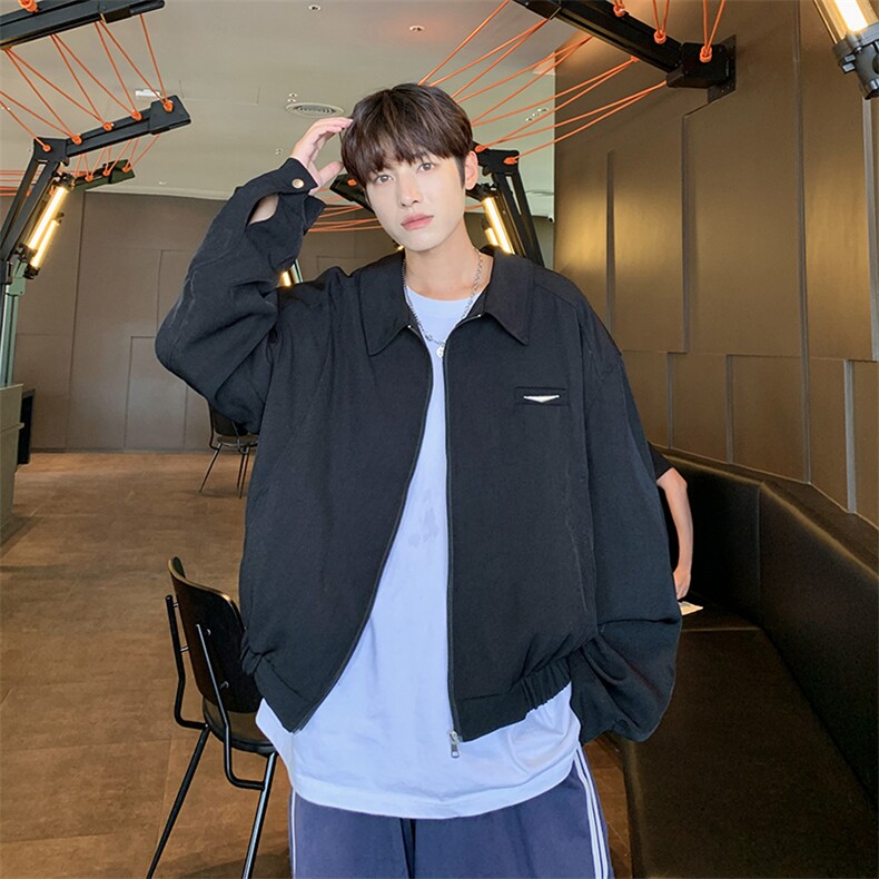 短款夹克男复古小众金属垫肩廓形拉链呢子外套春秋冬W212-P60,男装夹克,星座715-4