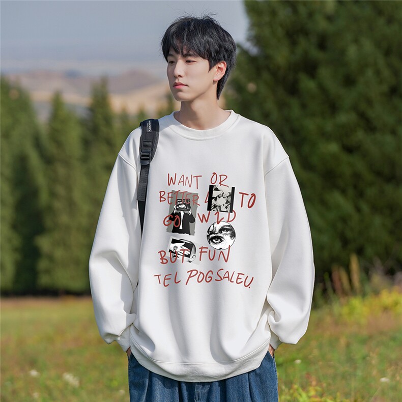 24新款山系个性时尚印花圆领长袖卫衣A247-FW01P30控48,男装卫衣,电商A247