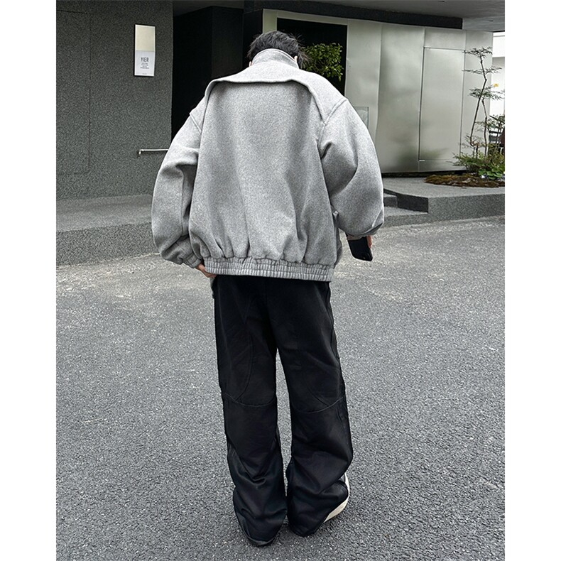 秋冬复古短款毛呢大衣韩版重磅网红解构立领外套男MNR3001-P120,男装毛呢大衣,星座302B-2