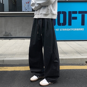 秋季美式高街纯棉褶皱拼接大码中性弯刀工装裤男K24042特P45控88