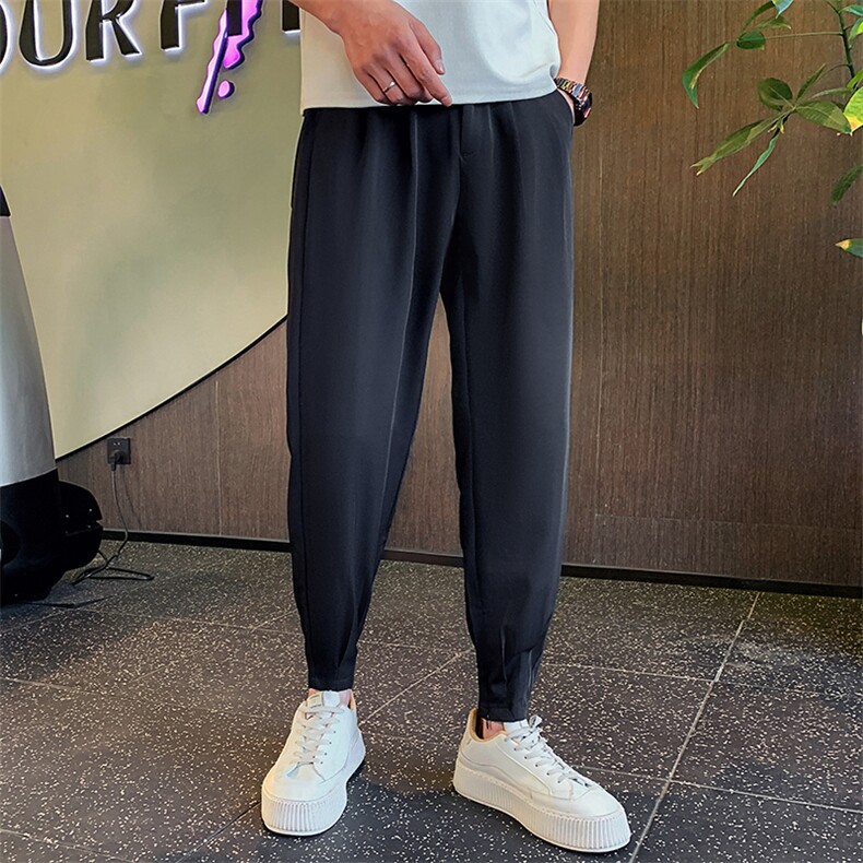 夏季休闲长裤宽松垂感潮流冰丝拉链束脚裤K282A-p58控78,男装休闲裤,电商D303