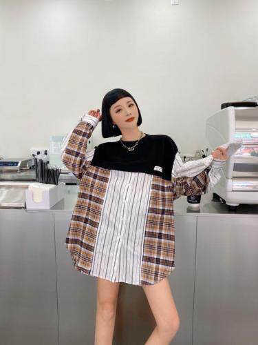 【现货】春季休闲拼接衬衣，女装，玲珑颂