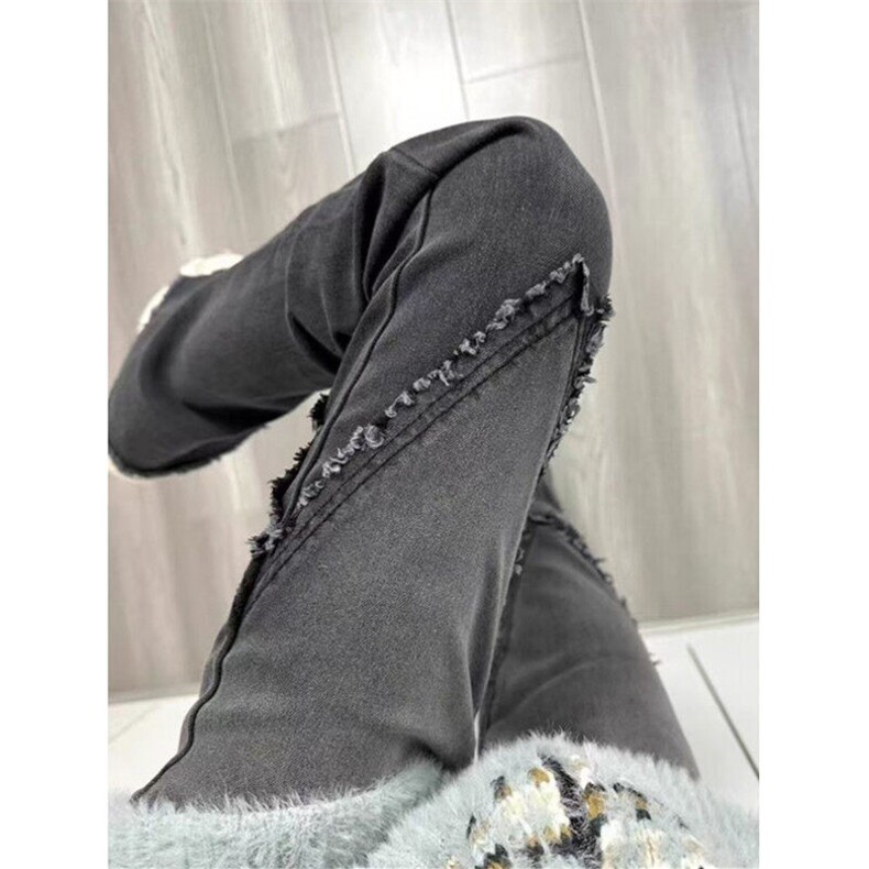 高街渐变微喇叭牛仔裤女春夏高腰显瘦百搭设计感马蹄裤子NA1068,男装牛仔裤,星座1116A（原606A-3）