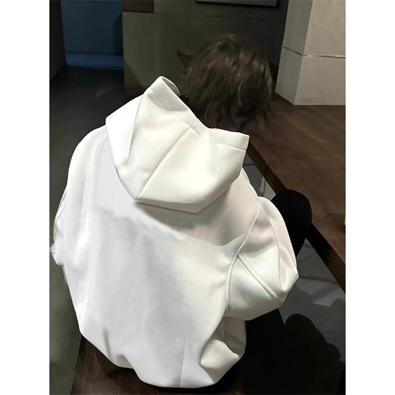 480G重磅加绒加厚硬挺boxy美式高街短款廓形连帽卫衣男女秋冬外套,女装短外套,电商A486