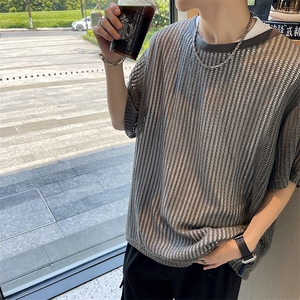 夏季男士t恤港风潮牌个性简约中性风镂空短袖图片