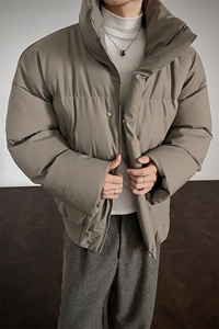 支持二开 立领PU皮棉服男短款棉衣外套宽松面包服 M810-P75图片
