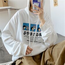 703-W7233秋季情侣卡通印花连帽套头卫衣，男装卫衣，星座703