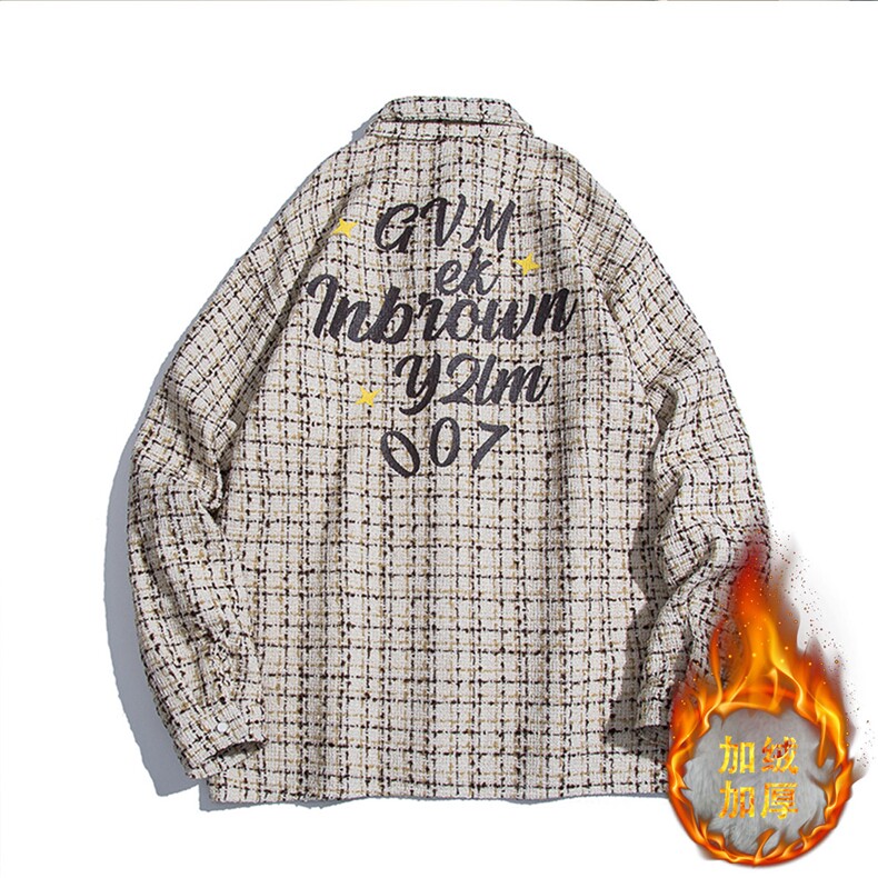 1白底小香风衬衫大码M-5XL情侣潮长袖衬衫男CCS8019P45加绒P55，男装衬衫，星座226-2