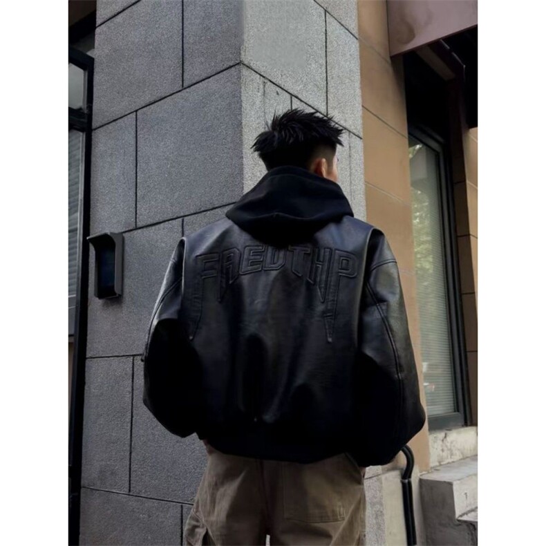 706-1-PY5566-P118春季美式可拆卸连帽pu皮夹克高街印花夹克潮,男装夹克,星座706-1
