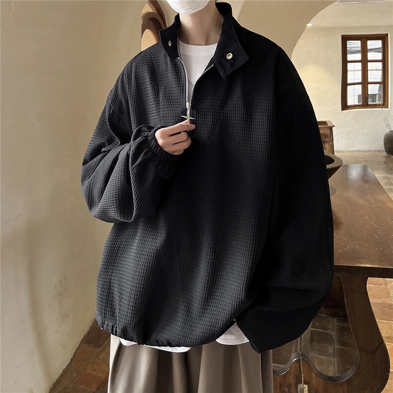 2025港风华夫格金属拉链装饰大码M-5XL潮卫衣男男WY8758P65控88，男装卫衣，星座227-7