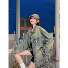 水洗复古美式牛仔外套女高街潮牌宽松情侣休闲宽松百搭NZ056-P98，男装工装外套，星座911-3