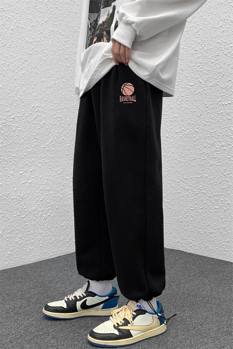K13237-P35加绒-P45可束脚加厚加绒运动裤男大码宽松直筒卫裤男,男装休闲裤,电商A040