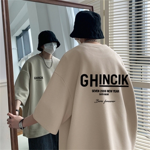 量大优 重磅220克华夫格短袖T恤 GH英文印花HT3123-P20图片