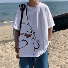 图案已注册港风日系休闲情侣潮大码风短袖T恤男7310F25控38，男装T恤，星座227-7