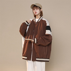 中性风小牛津上衣夹克宽松落肩拼色棒球服外套XZ214-8JK700-P65，男装夹克，星座1204-3
