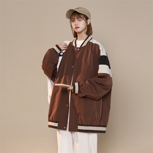 中性风小牛津上衣夹克宽松落肩拼色棒球服外套XZ214-8 JK700-P65图片