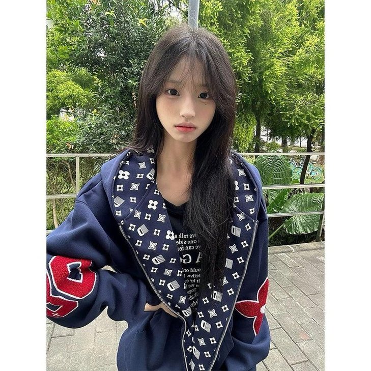 1506-1/Q90400/P59美式潮牌印花开衫连帽宽松休闲百搭拉链外套,女装短外套,星座1506