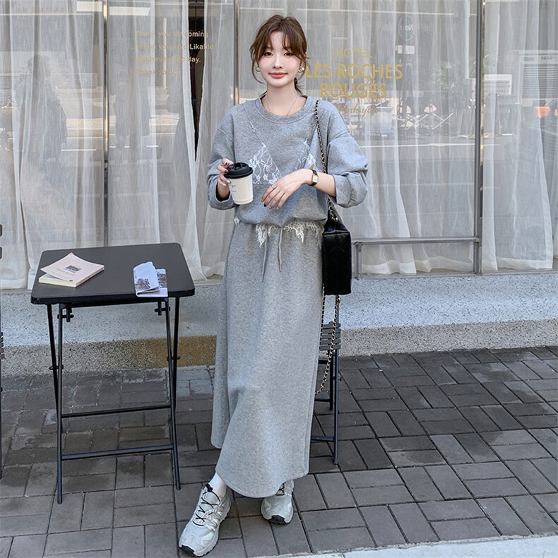 新品蕾丝卫衣套装半身裙6911-P165-K228,女装套装/套裙,2C317