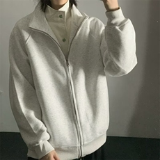 小众重磅纯色立领卫衣男春秋季美式休闲宽松阔版双拉链开衫外套潮，男装卫衣，星座506A