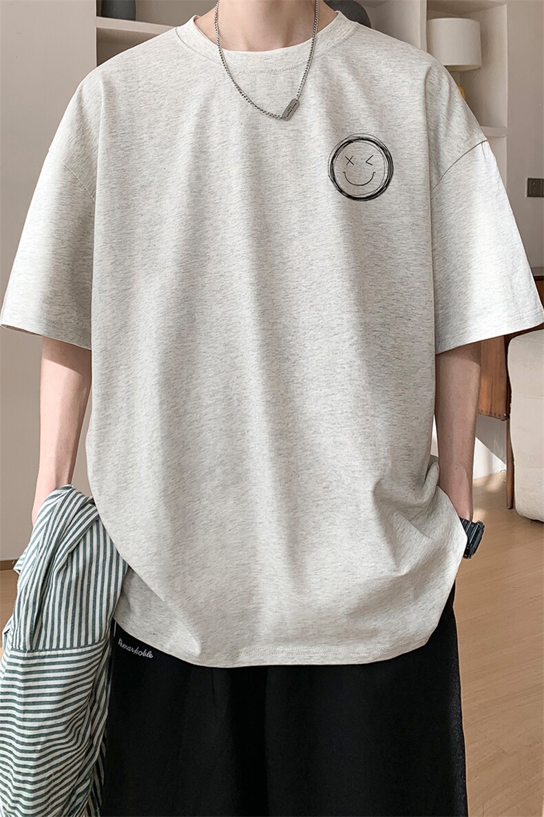 图案已注册夏季新款花灰休闲短袖T恤男潮宽松半袖打底衫D055/P25,男装T恤,电商B209