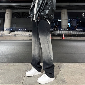 美式高街vibe风直筒长裤欧美痞帅男hiphop复古水洗牛仔裤图片