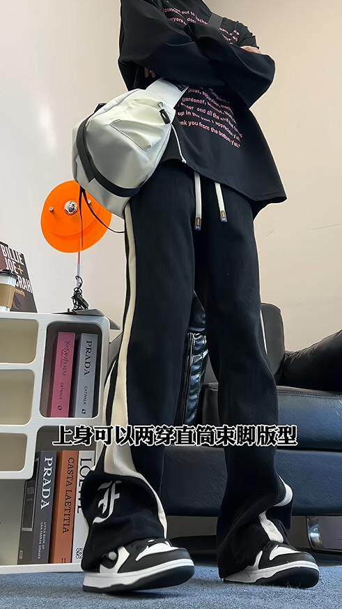 刺绣灯芯绒裤拼色直筒抽身束脚休闲裤X1213-KK168-P55,男装休闲裤,星座1213