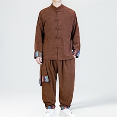 男士外套灯芯绒夹克套装盘扣立领风XZ1512-2502套装-P130，男装夹克，星座1512