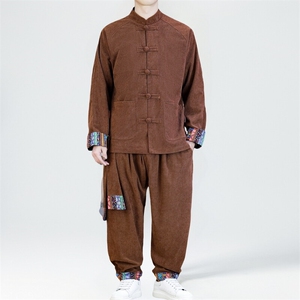 男士外套灯芯绒夹克套装盘扣立领风 XZ1512-2502套装-P130图片
