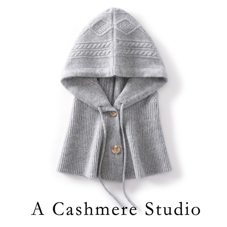 2025年时尚百搭通勤简约休闲羊绒菱形扭花连帽，帽子，蒙娇羊绒