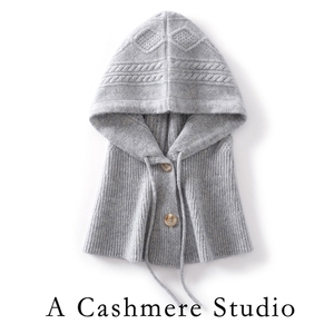 2025年时尚百搭通勤简约休闲羊绒菱形扭花连帽，帽子，蒙娇羊绒