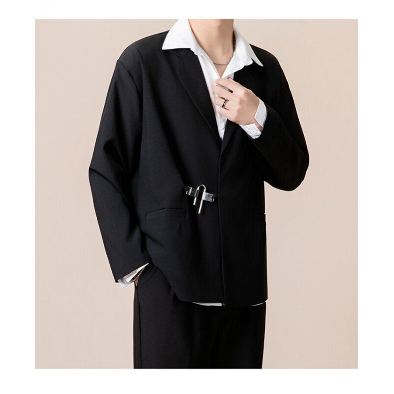 春秋黑色西装外套金属锁扣设计感雅痞帅简约休闲情侣西服W31-P63,男装西服,星座1109-3