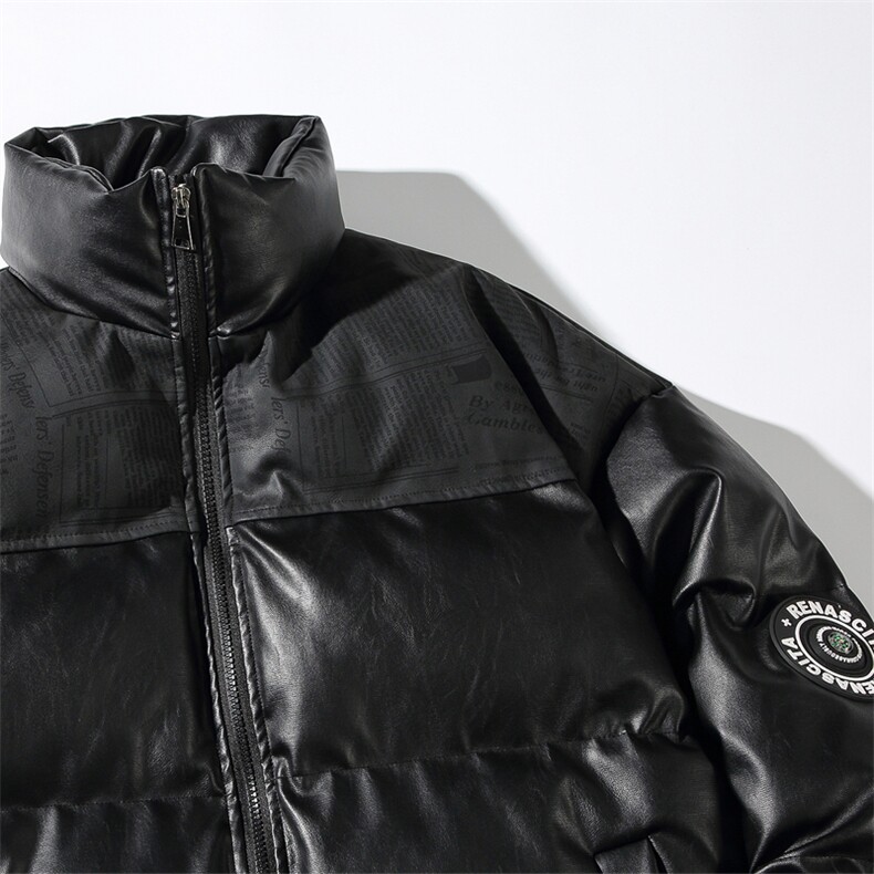 品质！白底平铺PU皮棉服冬季宽松棉衣立领冬装棉袄PM01-P115限158,男装棉衣,电商B370