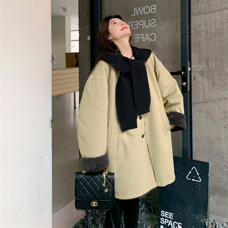 新款首上2C0281108P205K298针织帽可脱卸休闲外套,女装毛呢外套,2C028