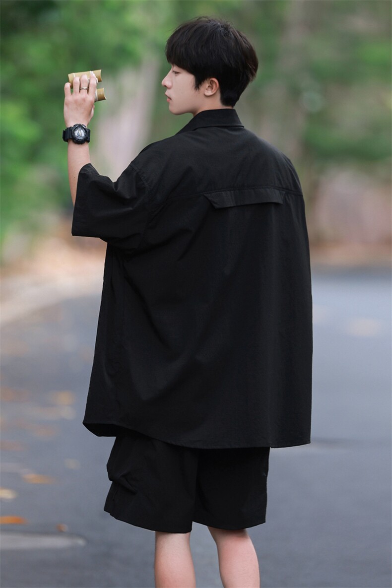 夏季套装男高品潮牌五分袖衬衫短裤大码两件套DSA157B-C68-P90,男装衬衫,电商A157B