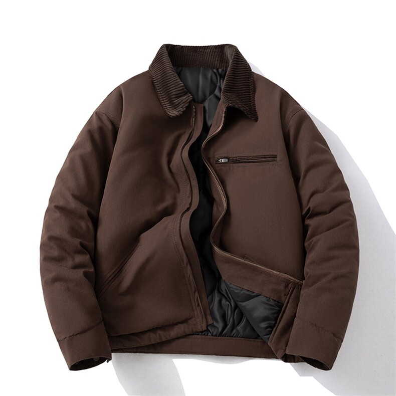 现货4色翻领秋冬飞行服棉服情侣装夹克复古外套,男装棉衣,电商A105