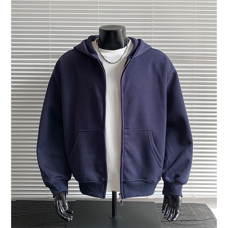 重磅全棉450克双拉链开衫连帽卫衣纯色外套男潮RH6127-P54，女装短外套，星座610B-1